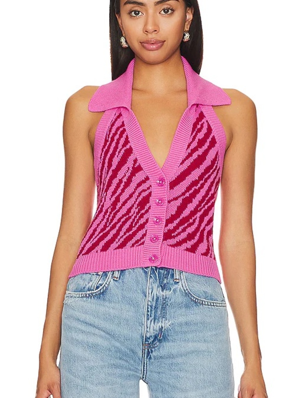 Autumn Cashmere Pink Halter Top Animal Print MRSP $145